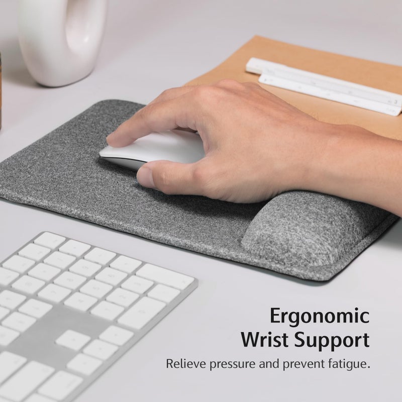 SenseAGE Large Ergonomic Mouse Pad with Wrist Rest Support, Enhanced Comfort & Space, Non-Slip Mouse Mat for Desk, Laptop & Computer, 10.6 x 7.3 inch (Grey) - Image 3